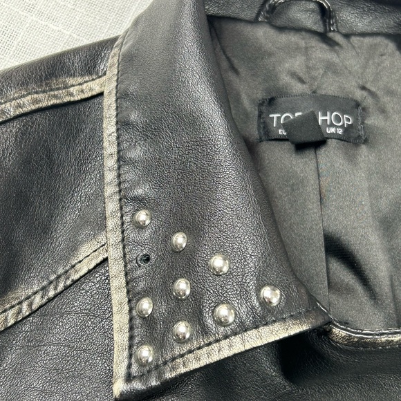 Topshop Heavy, Excellent Quality Faux Leather Jacket With Studs - Picture 7 of 11